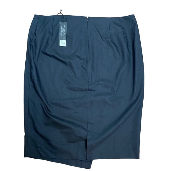 Lane Bryant Black Double Weave Stretch Asymmetrical Pencil Skirt - Picture 2 of 4